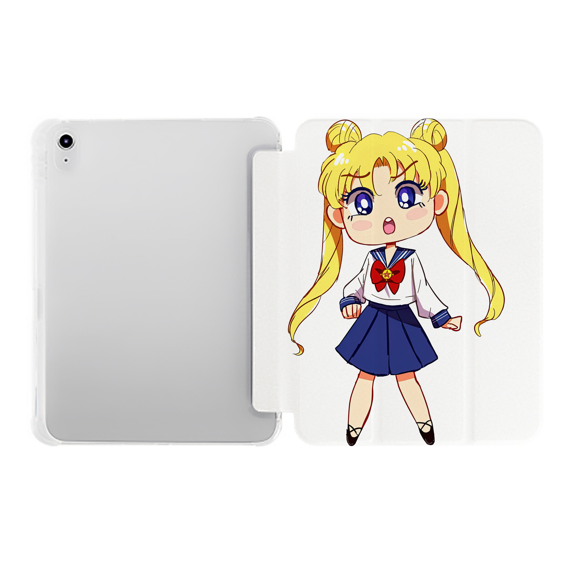 （画像用） 美少女戦士セーラームーン 愛野 美奈子 あいの みなこ Sailor Moon Aino Minako IPad ケース ペン収納付き 三つ折りスタンド PUレザー×シリコン 対応機種9.5/10.5/10.9インチ